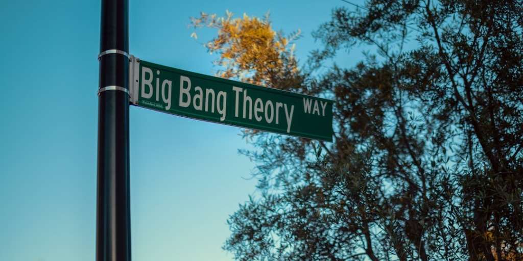 Street sign for 'Big Bang Theory Way' against a clear blue sky, subtly hinting at the iconic show's influence extending into the real world—Hidden Messages Big Bang.