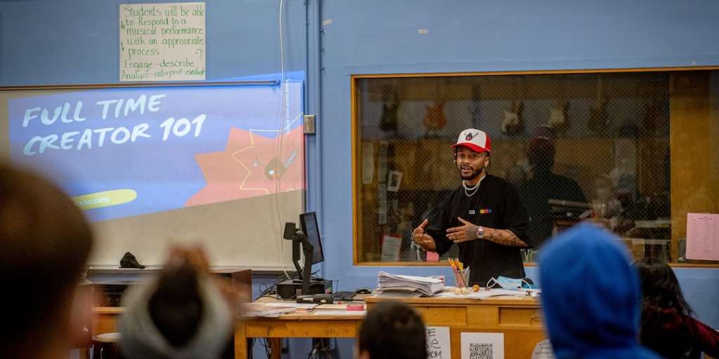 Teacher leading a weekend workshop or class instruction.